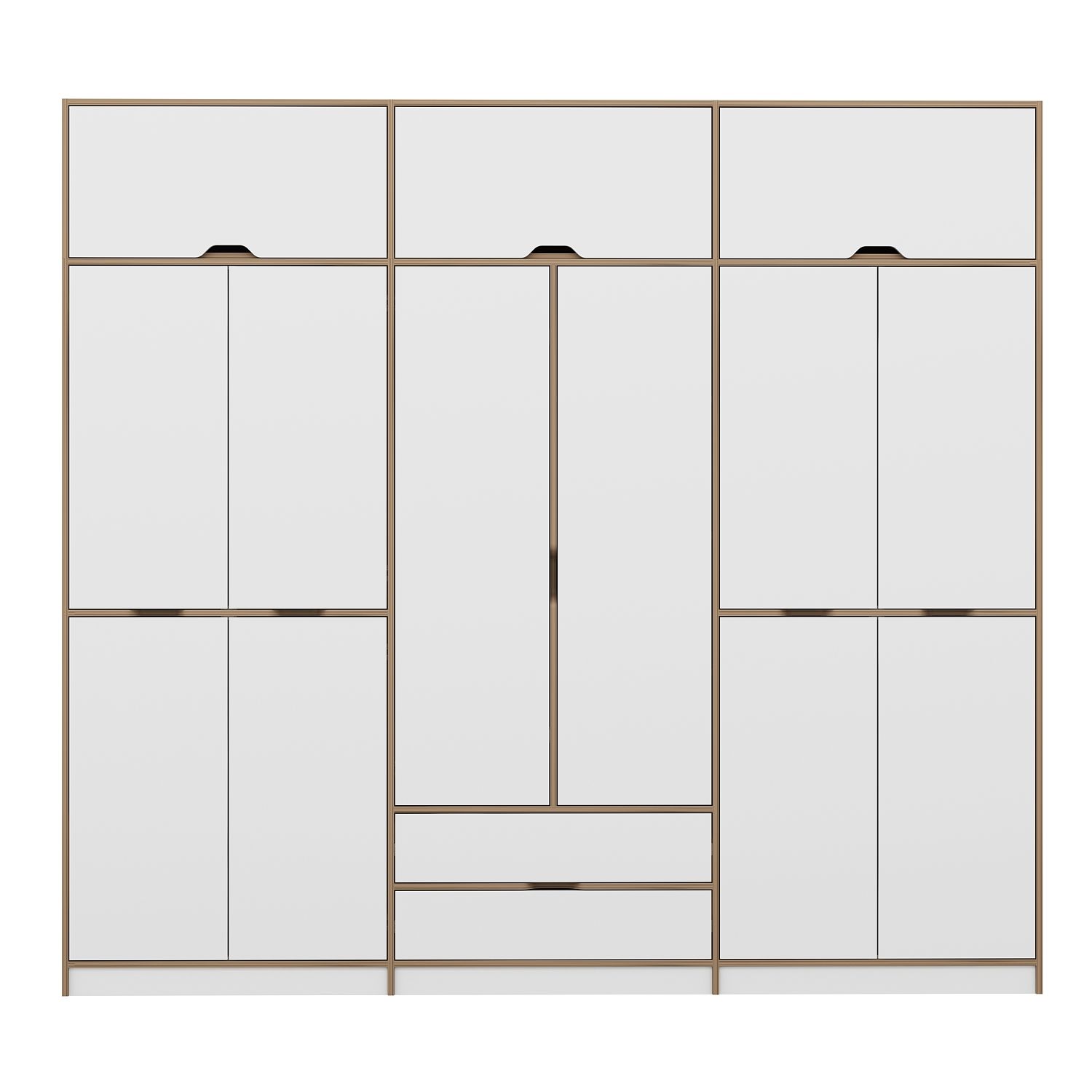 Elina 6 Kapaklı Yüklüklü Dolap - Dore/Beyaz