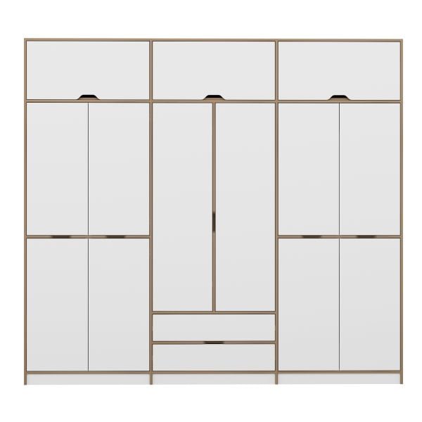 Elina 6 Kapaklı Yüklüklü Dolap - Dore/Beyaz