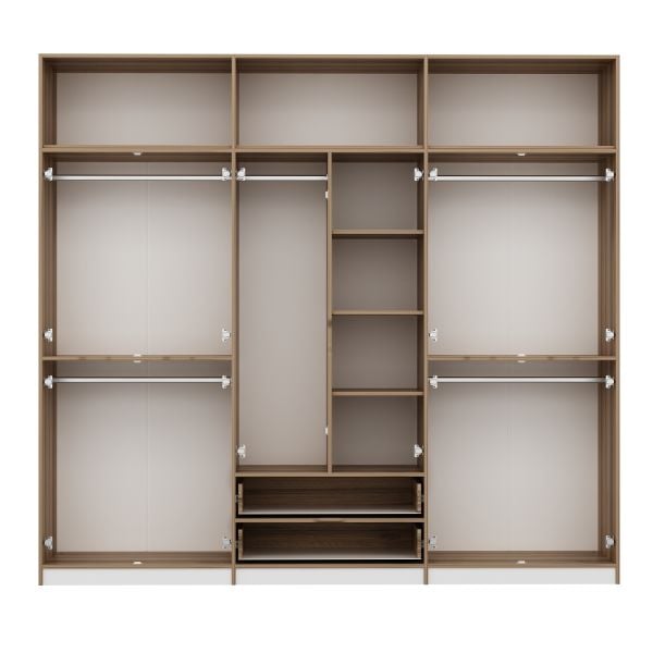 Elina 6 Kapaklı Yüklüklü Dolap - Dore/Beyaz