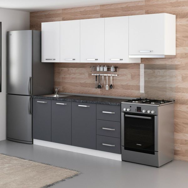 Minar 245 Cm Mutfak Dolabı Beyaz Antrasit 245-A8