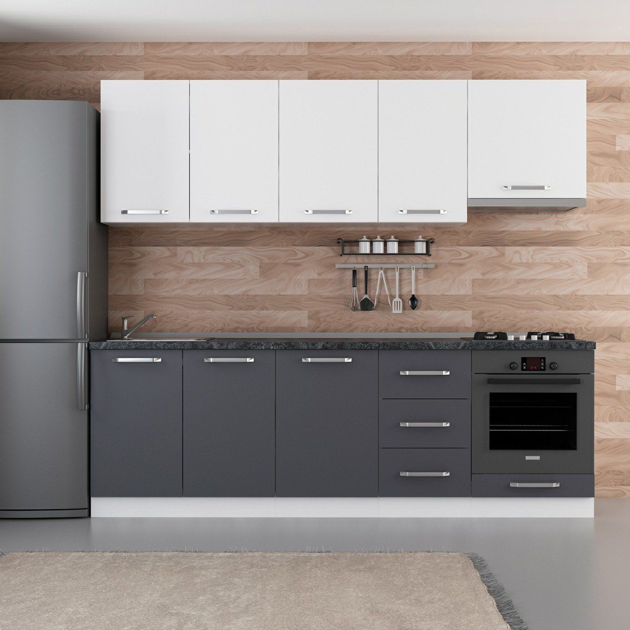 Minar 245 Cm Mutfak Dolabı Beyaz Antrasit 245-A9