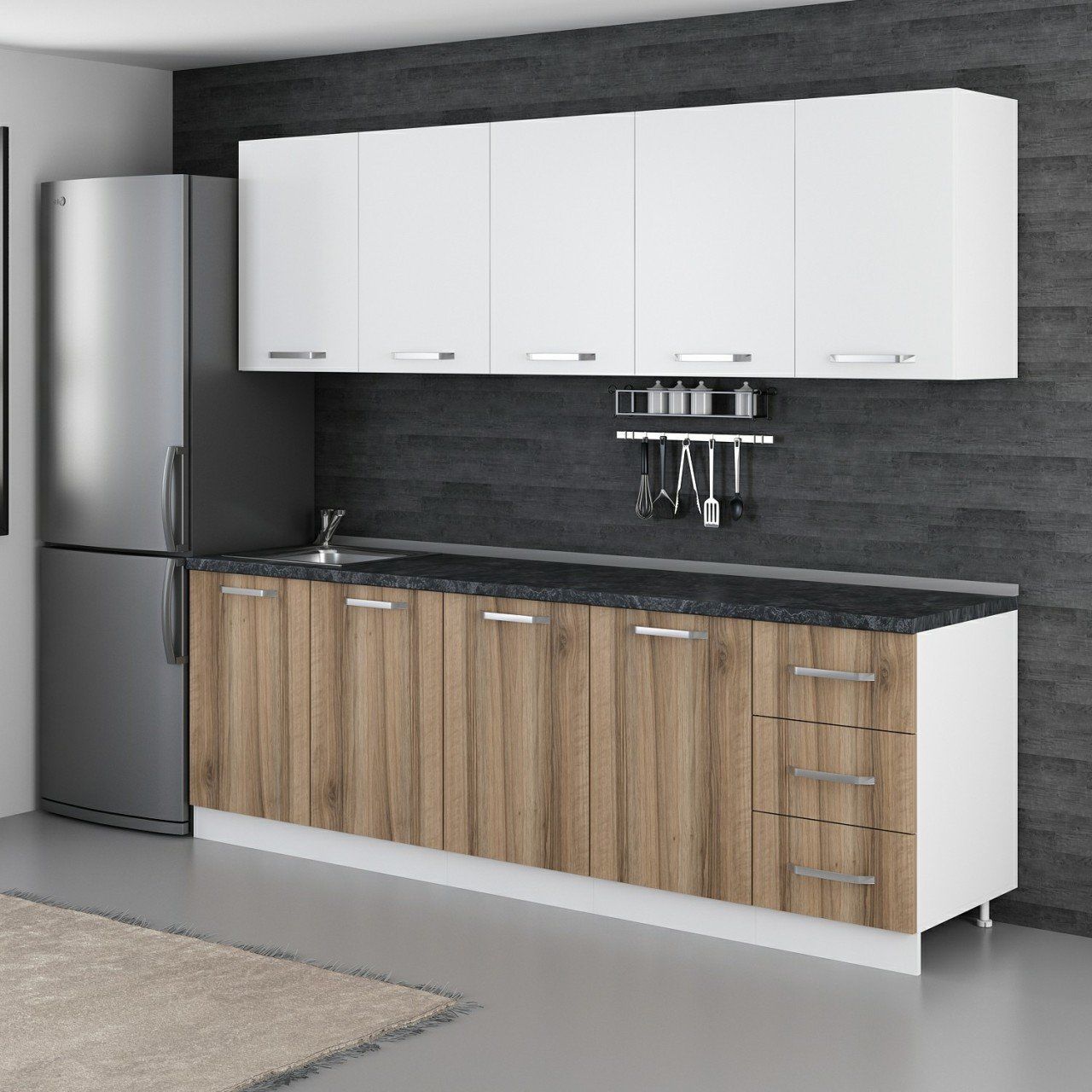 Minar 245 Cm Mutfak Dolabı Beyaz Dore 245-D3