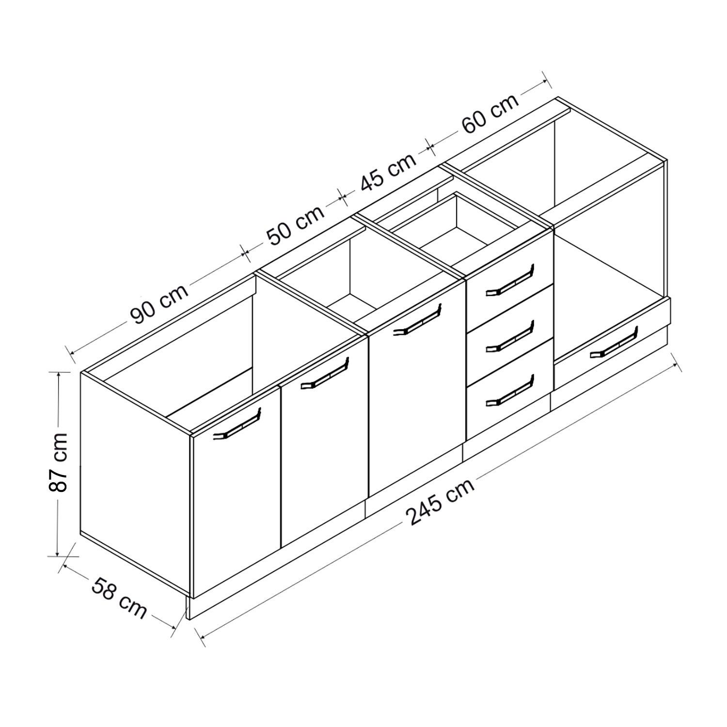 Minar 245 Cm Mutfak Dolabı Beyaz Dore 245-D4