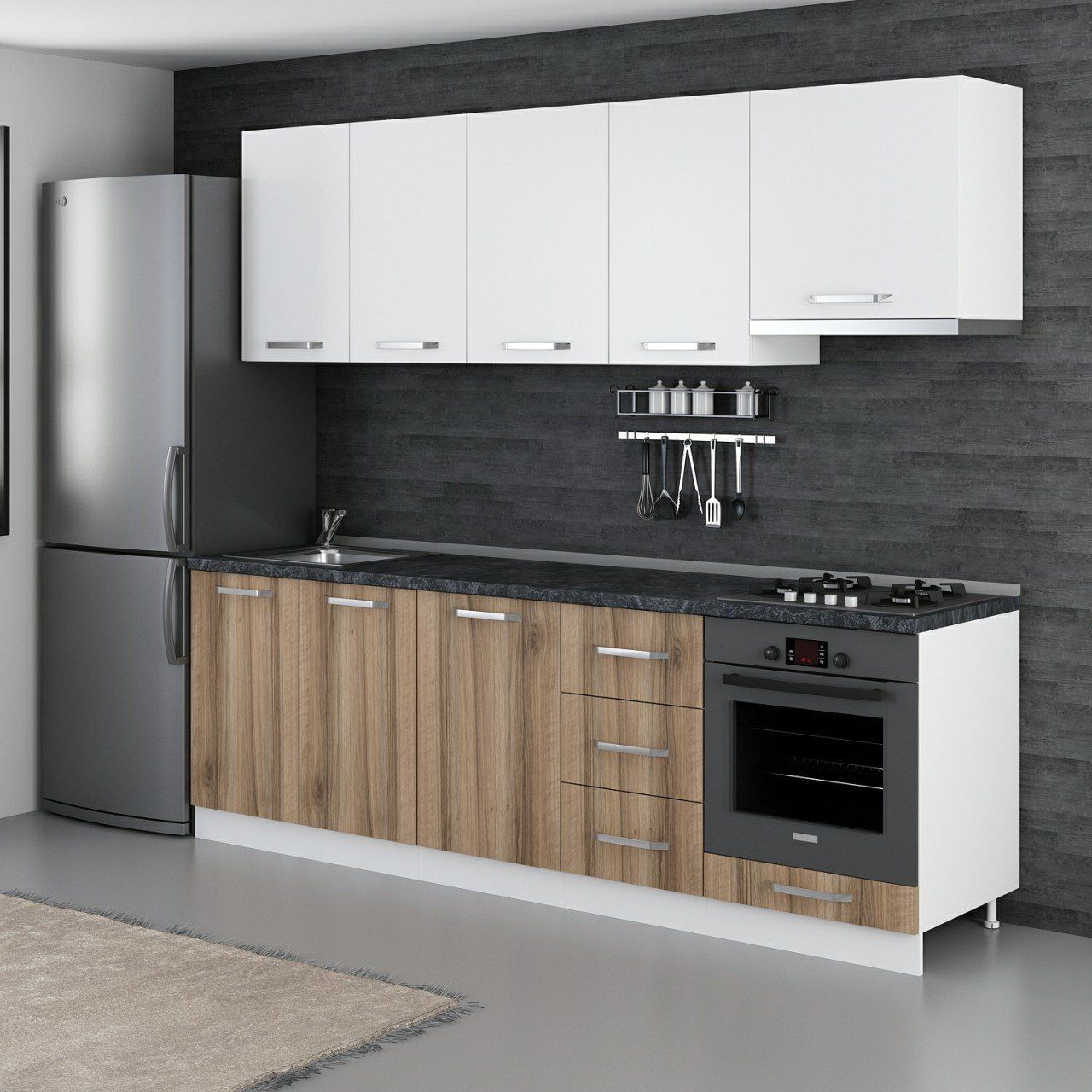 Minar 245 Cm Mutfak Dolabı Beyaz Dore 245-D9