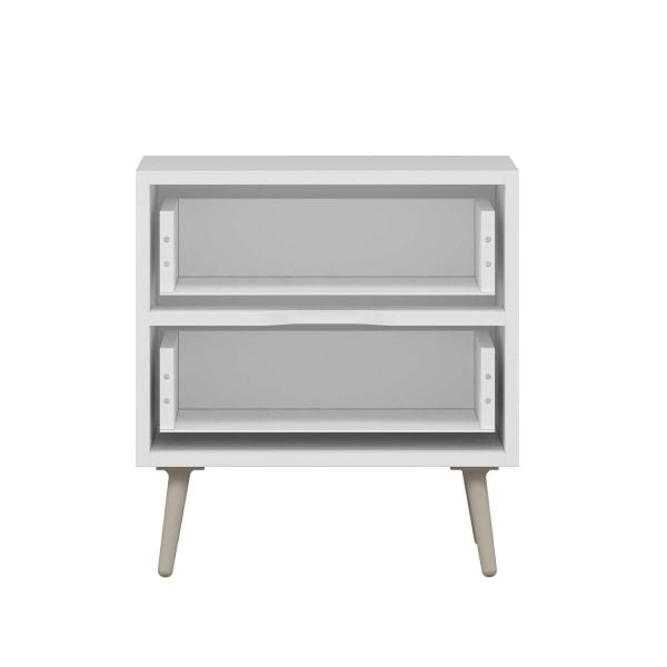 Elina Ayaklı 2 Çekmeceli Komodin - Beyaz/Kumtaşı