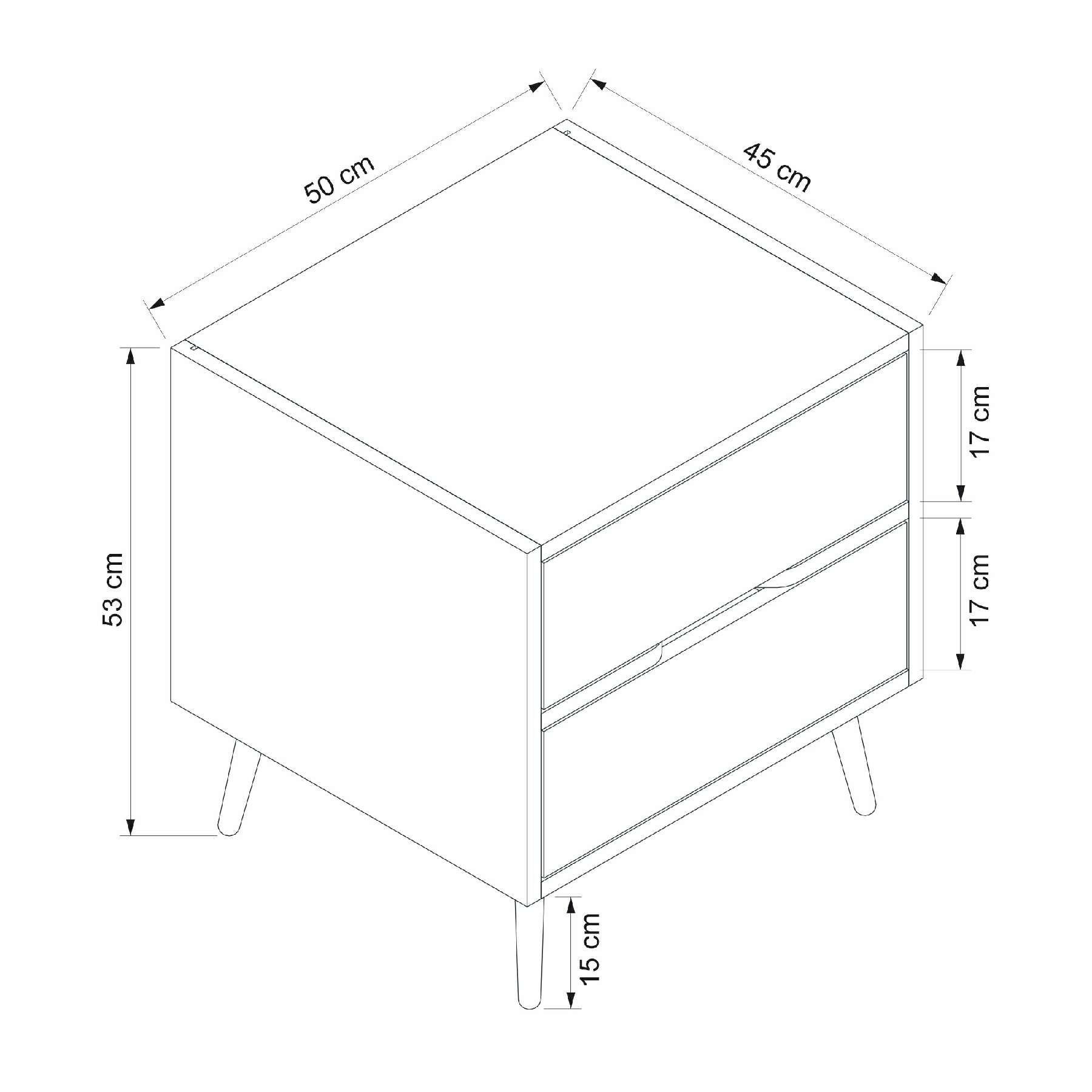 Elina Ayaklı 2 Çekmeceli Komodin - Beyaz/Kumtaşı