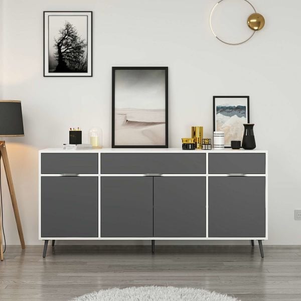 Elina Ayaklı Konsol - Beyaz/Antrasit