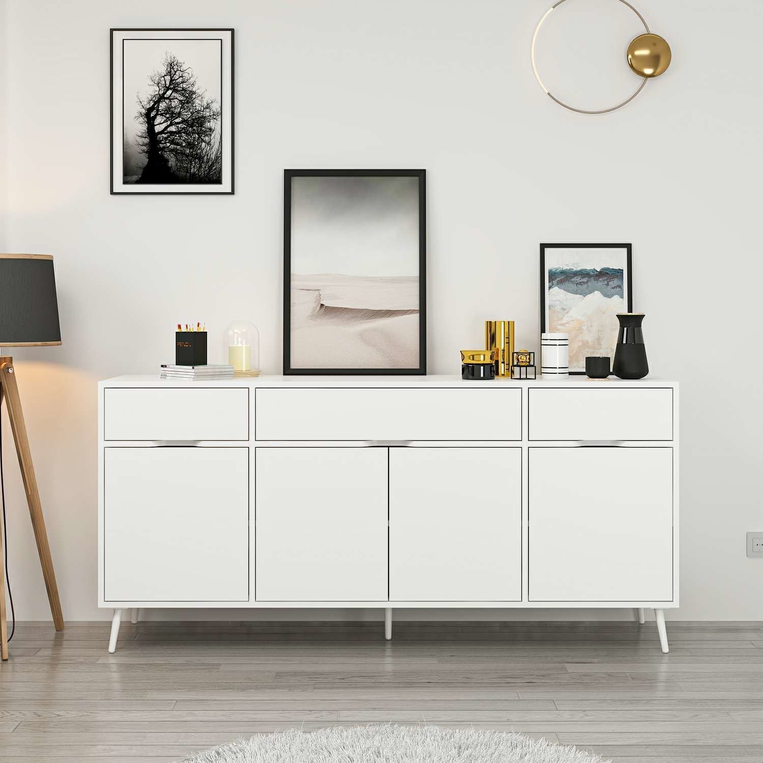 Elina Ayaklı Konsol - Beyaz/Beyaz