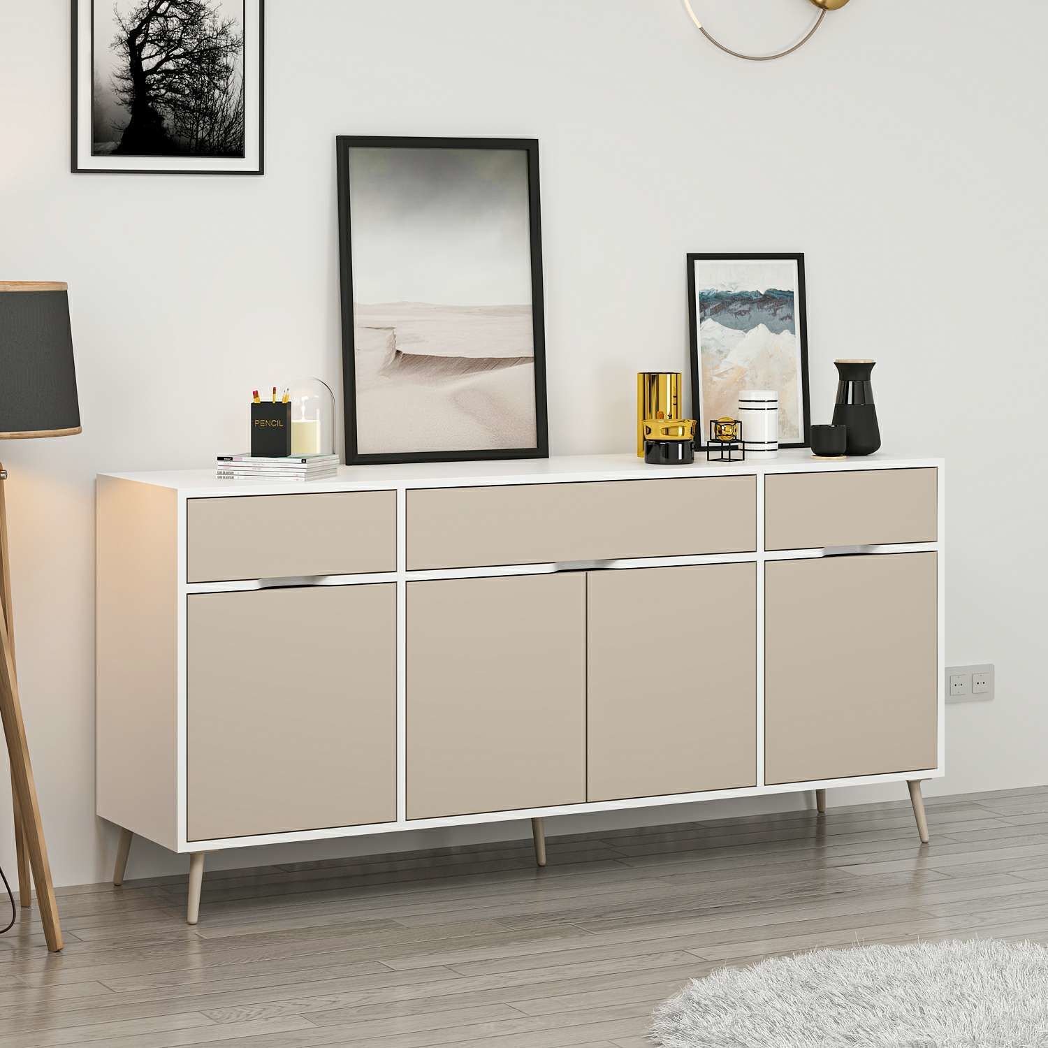 Elina Ayaklı Konsol - Beyaz/Kumtaşı