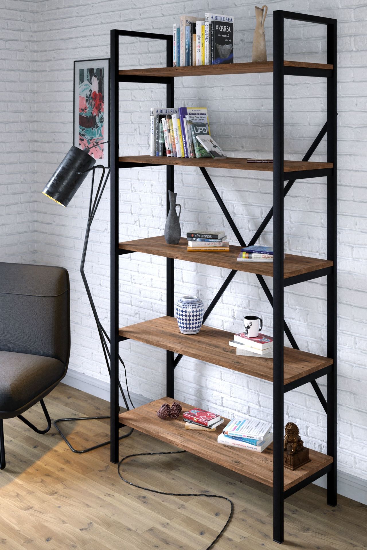 Cera Kitaplık 90 - Barok Ceviz