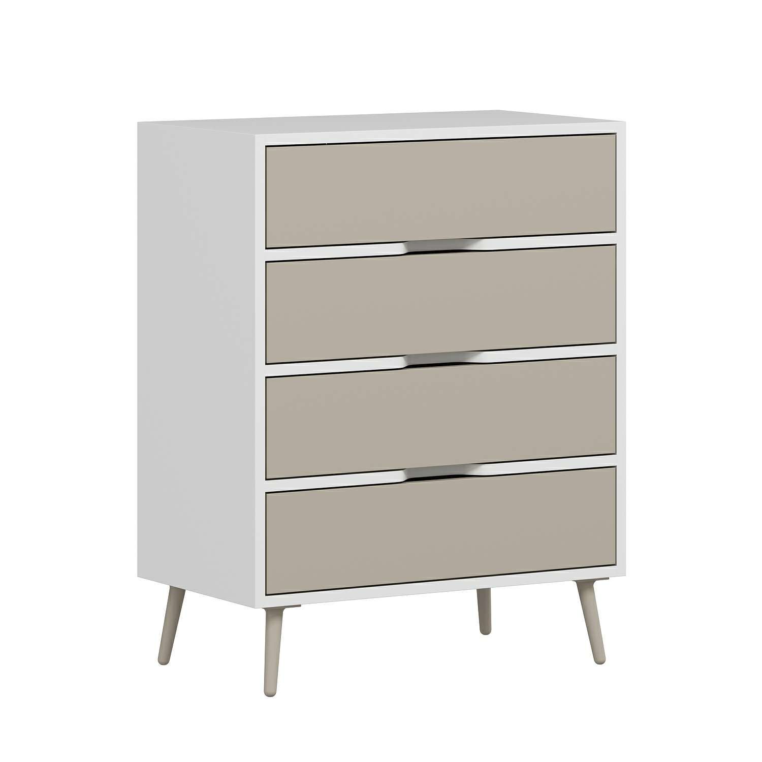 Elina Ayaklı 4 Çekmeceli Şifonyer - Beyaz/Kumtaşı