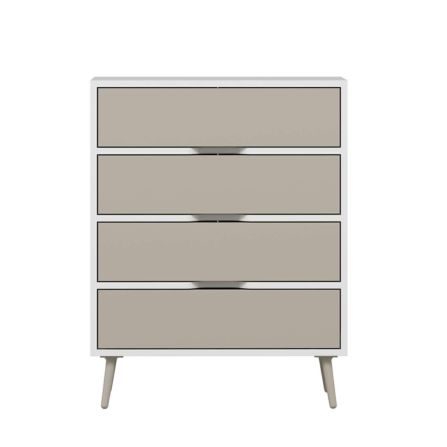 Elina Ayaklı 4 Çekmeceli Şifonyer - Beyaz/Kumtaşı