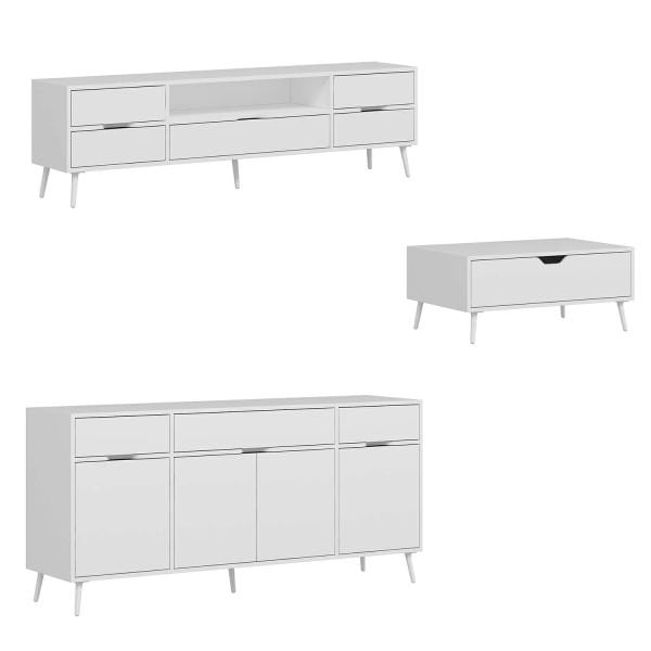 Elina Ayaklı Oturma Odası Set1 - Beyaz/Beyaz