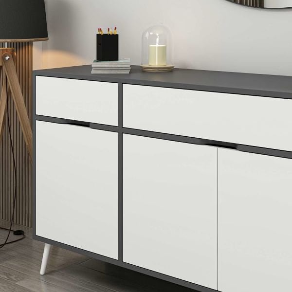 Elina Ayaklı Konsol Aynalı - Antrasit/Beyaz