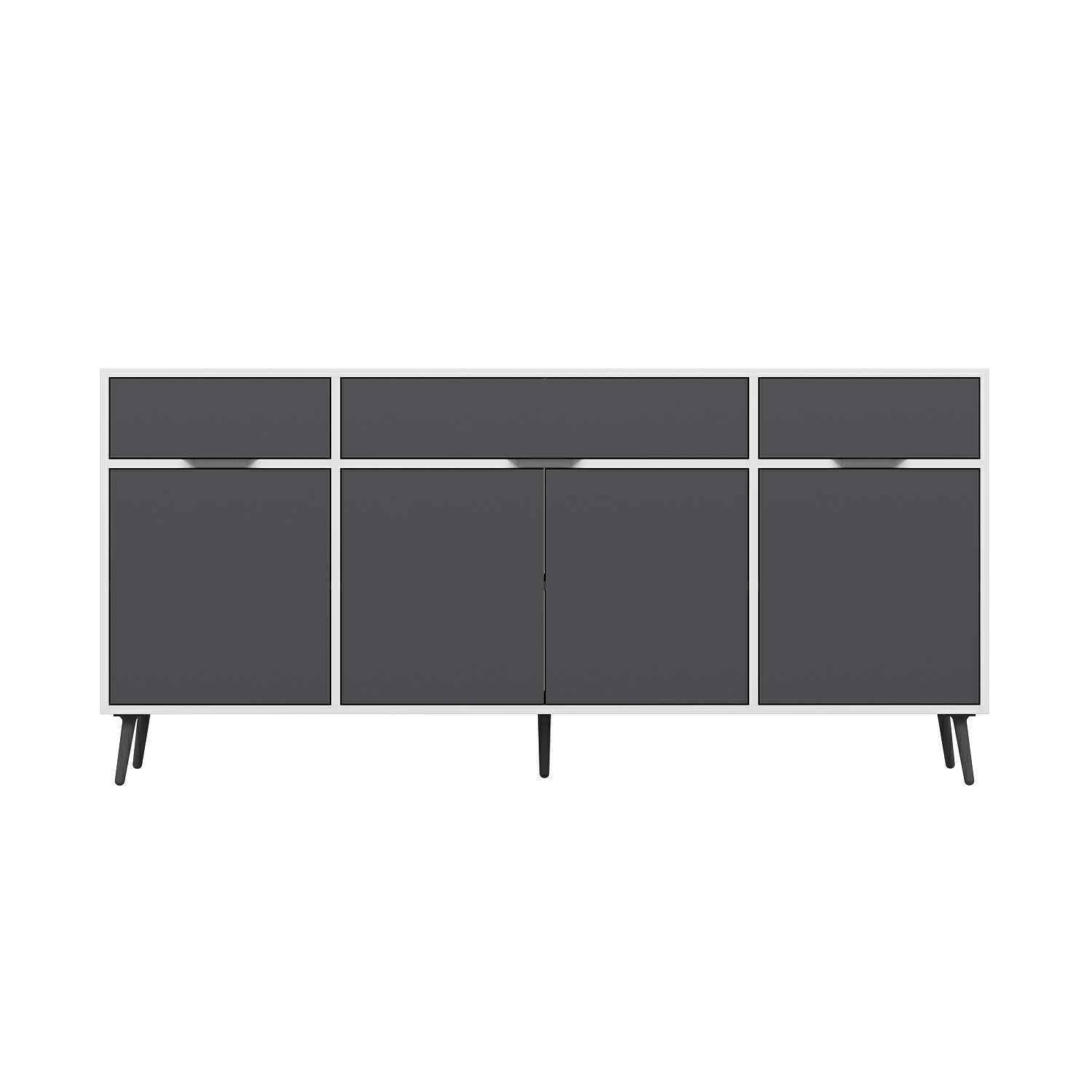 Elina Ayaklı Konsol Aynalı - Beyaz/Antrasit