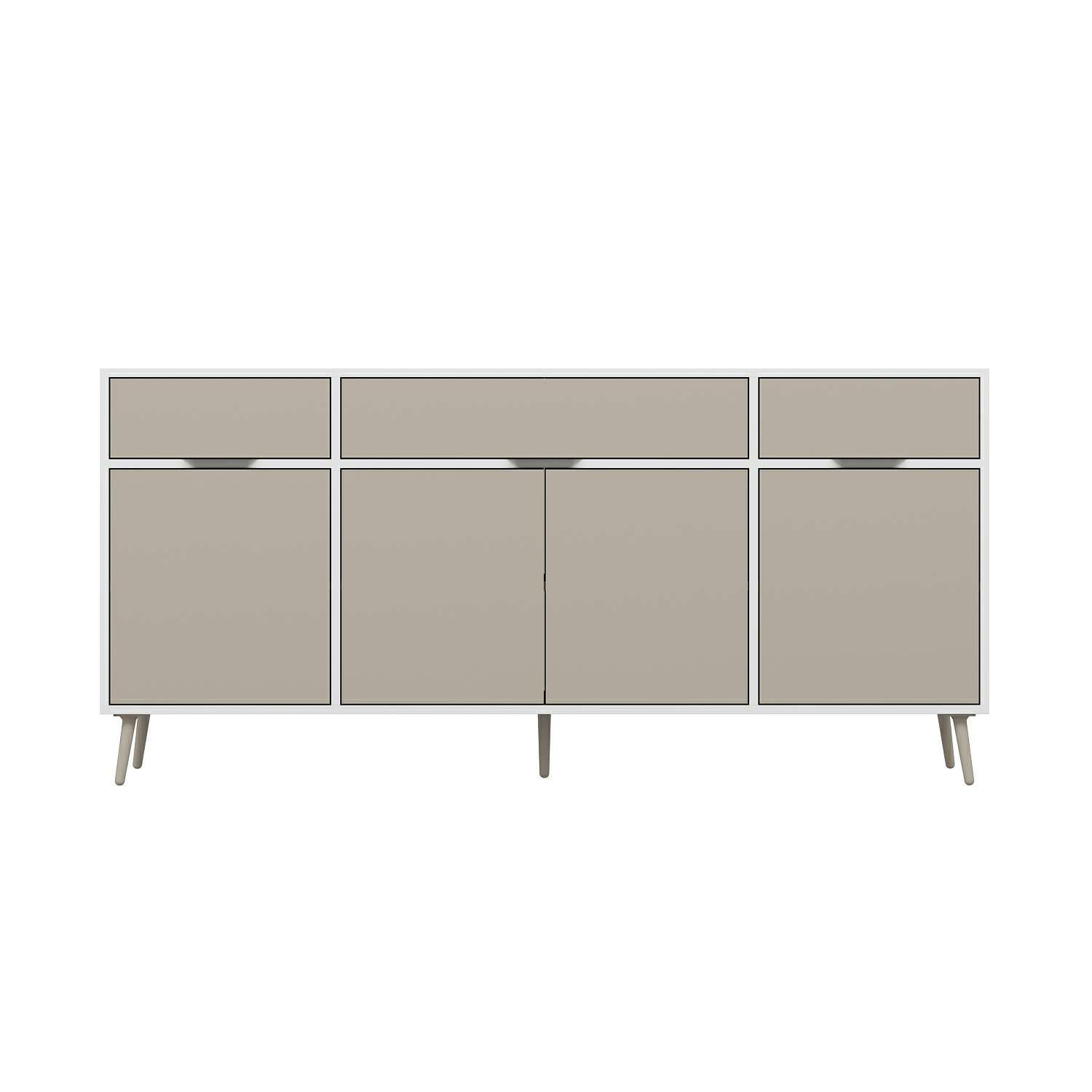 Elina Ayaklı Konsol Aynalı - Beyaz/Kumtaşı