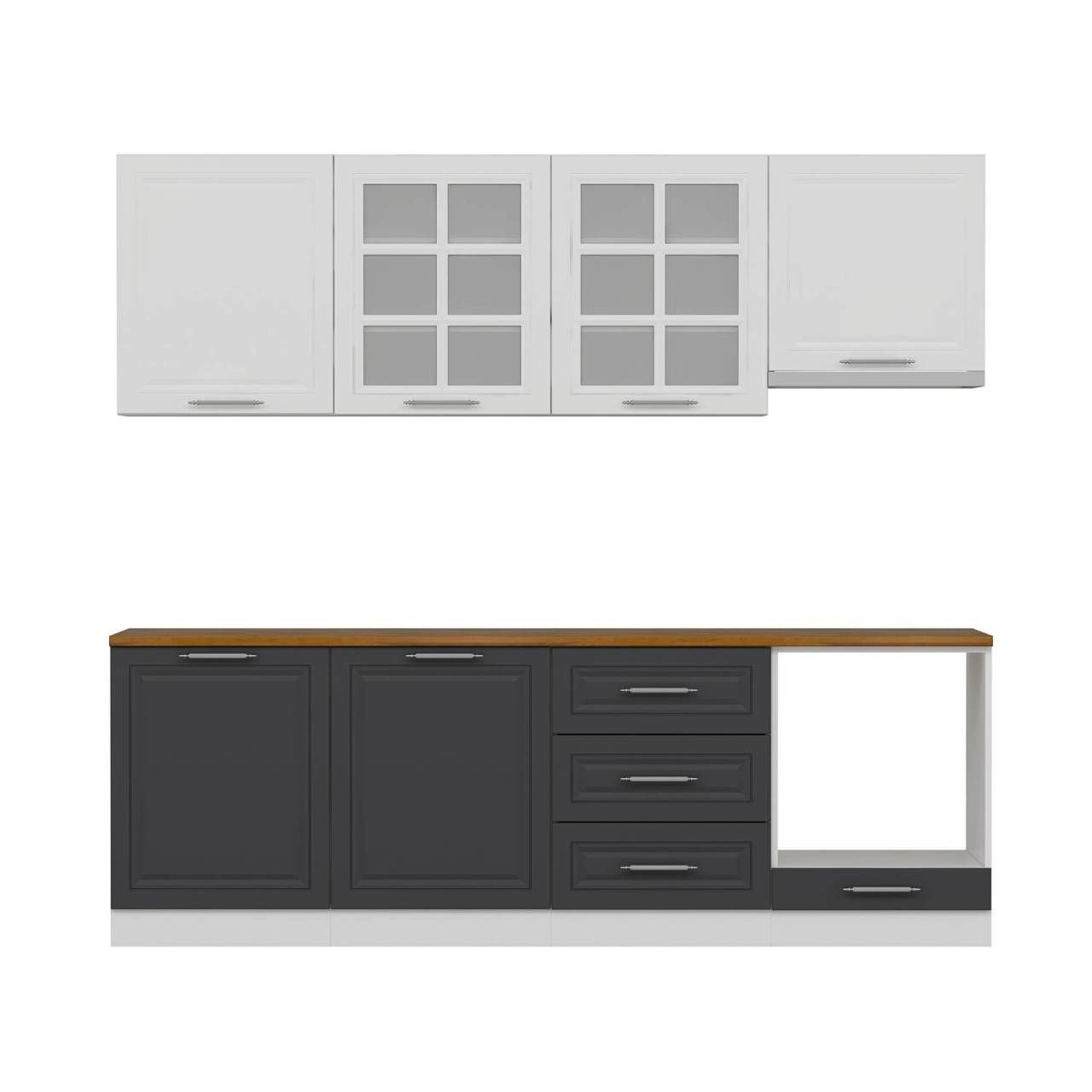 MİNAR 240 CM MEBRAN C MUTFAK DOLABI BEYAZ ANTRASİT 240-MCBA1