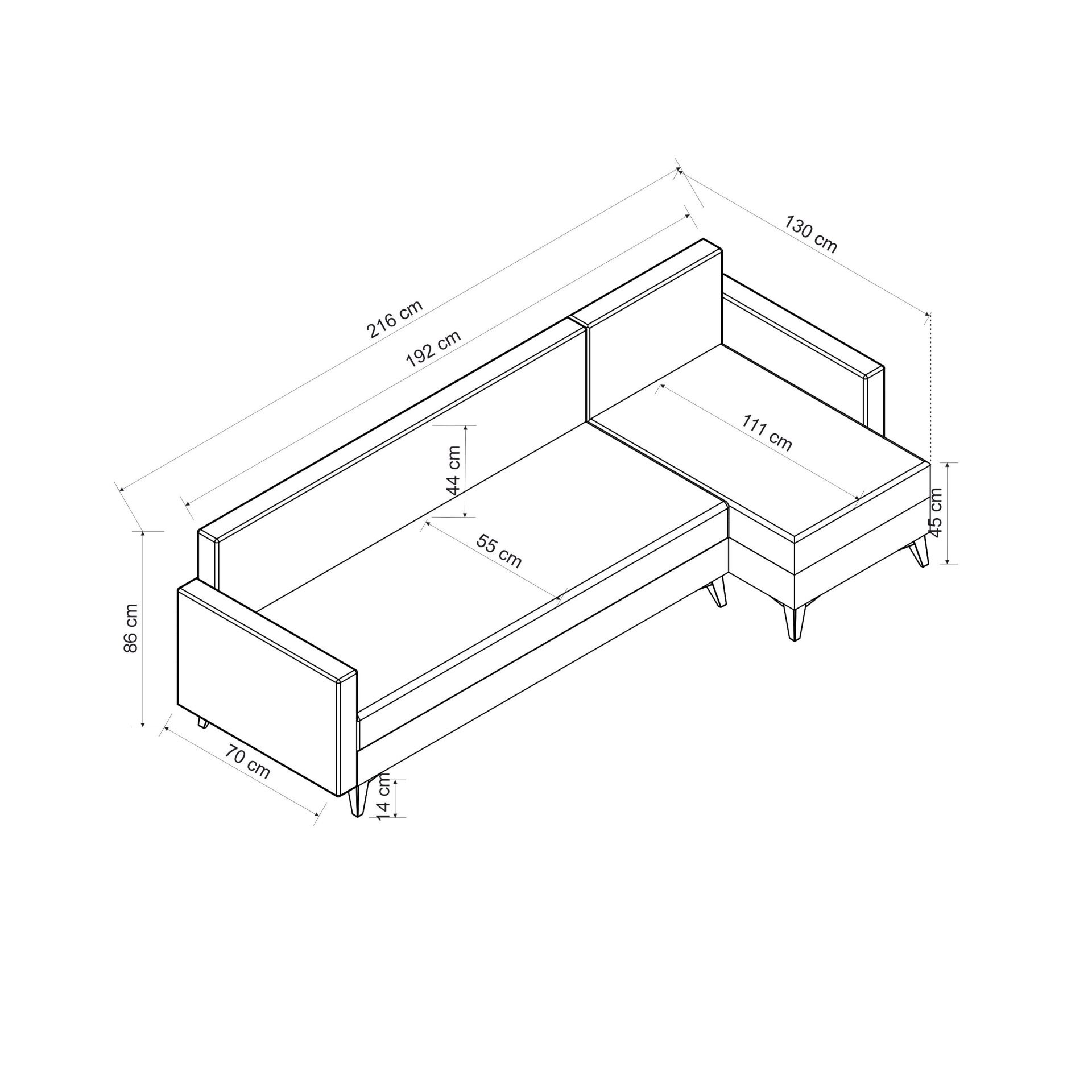 Sera Köşe Fitilli Kumaş Koltuk Antrasit