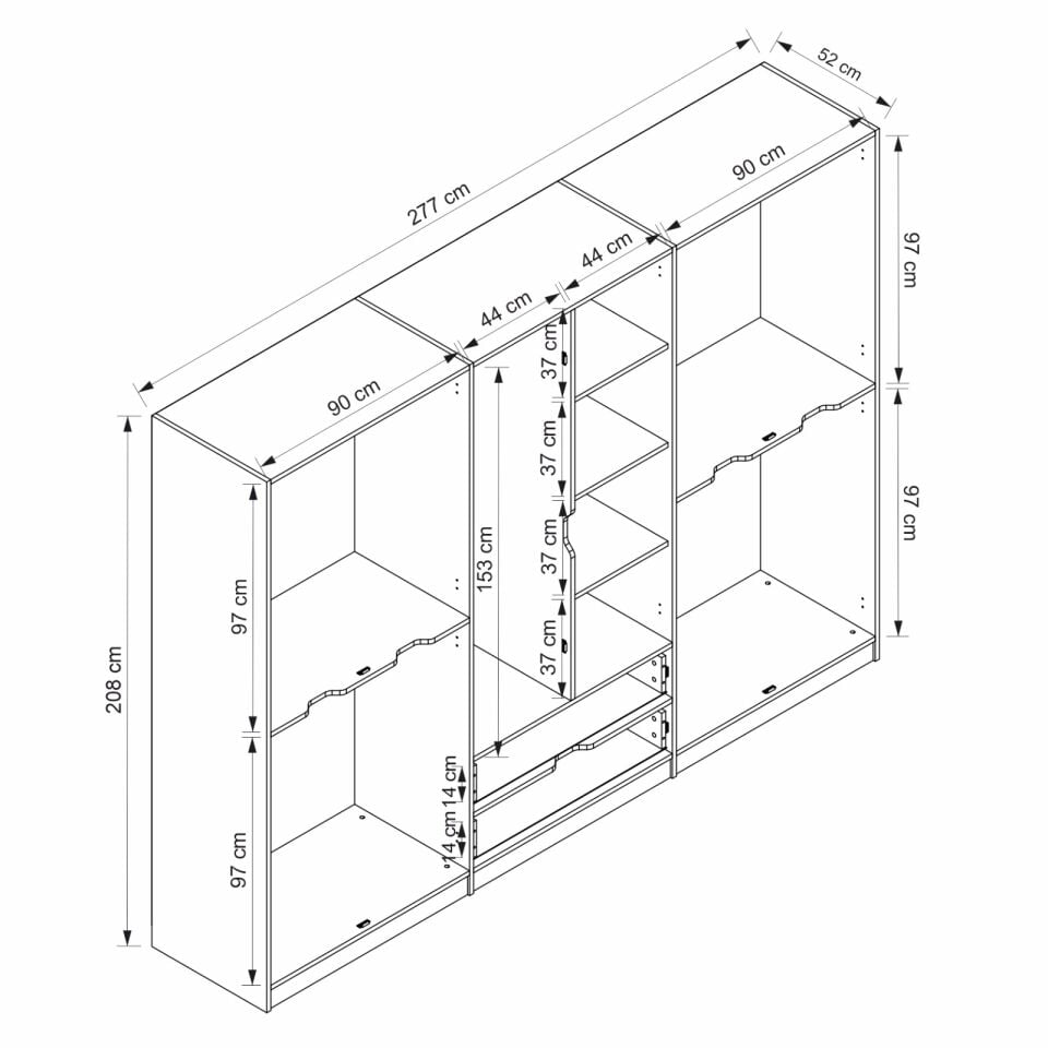 Elina 6 Kapaklı Dolap - Antrasit/Antrasit