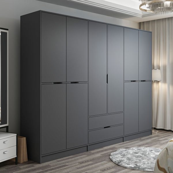 Elina 6 Kapaklı Dolap - Antrasit/Antrasit