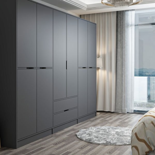 Elina 6 Kapaklı Dolap - Antrasit/Antrasit