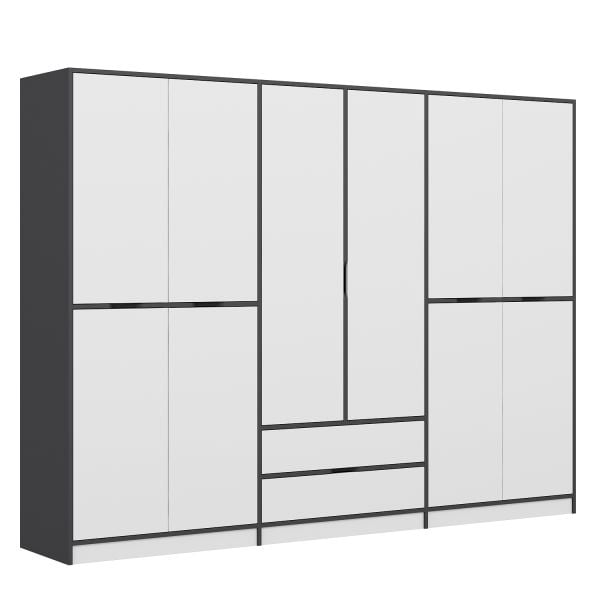 Elina 6 Kapaklı Dolap - Antrasit/Beyaz