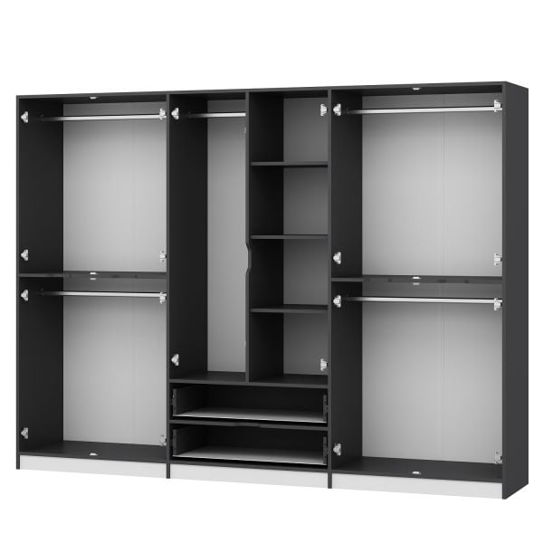 Elina 6 Kapaklı Dolap - Antrasit/Beyaz