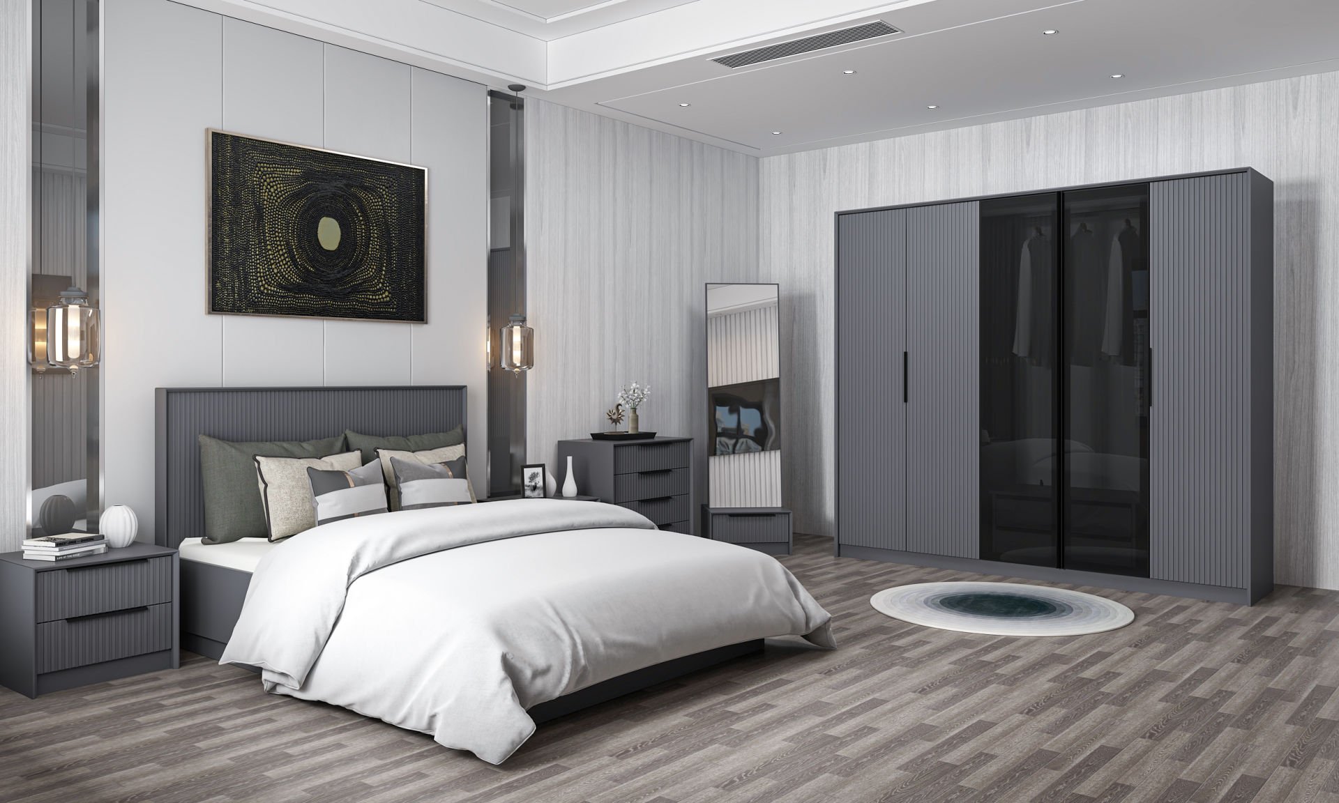 Kale Luxe Yatak Odası Takımı - Antrasit Set 3