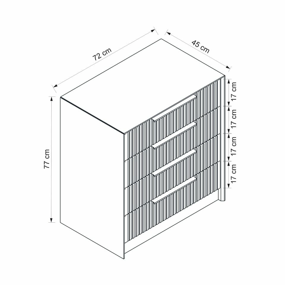 Kale Luxe 4Ç Şifonyer - Kumtaşı