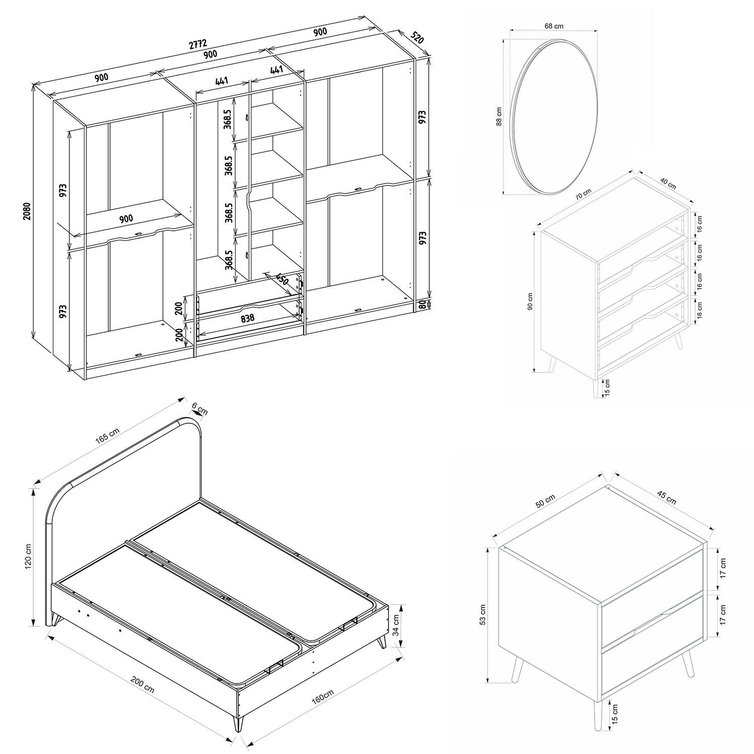 Elina Yatak Odası Takımı - Antrasit/Kumtaşı