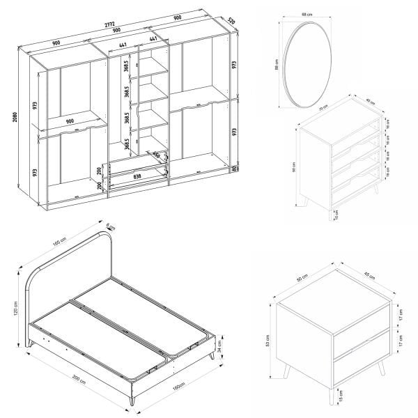 Elina Yatak Odası Takımı - Antrasit/Kumtaşı