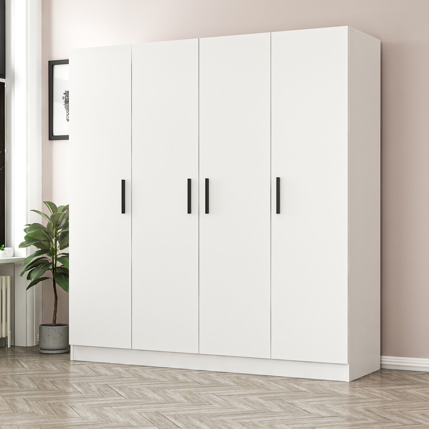 Minar Maja 4 Kapaklı Gardrop - Beyaz