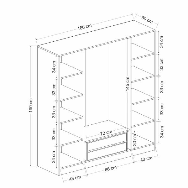 Minar Maja 4 Kapaklı Gardrop - Beyaz
