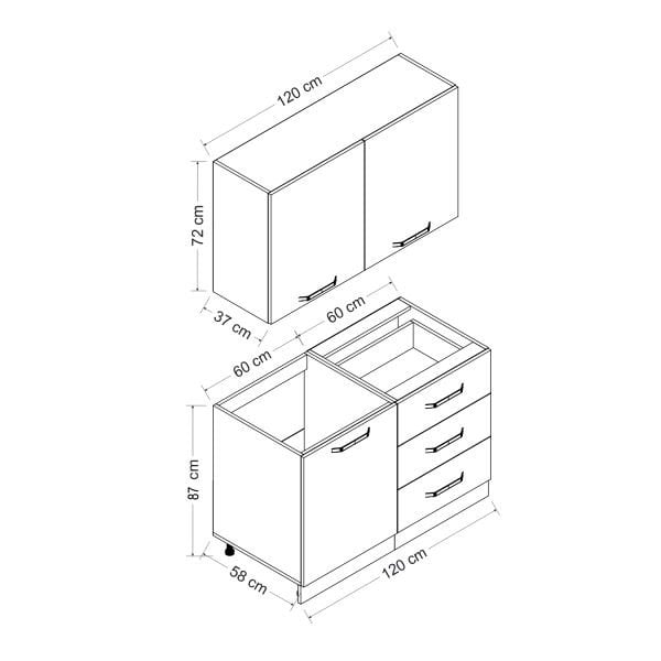 Minar 120 Cm Mutfak Dolabı Beyaz 120-B2