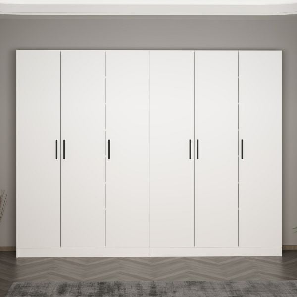 Minar Kale 210 Cm 6 Kapaklı 2B Raf Portmanto Beyaz