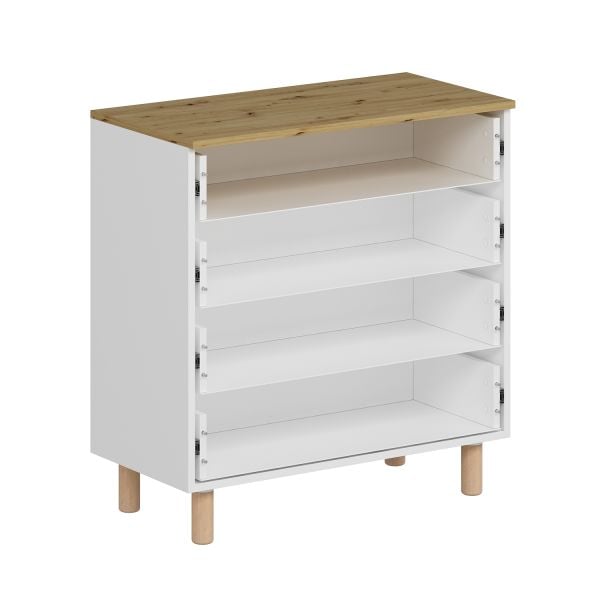 Lotus Bohem Tarz Şifonyer 4 Çekmece - Artisan/Beyaz