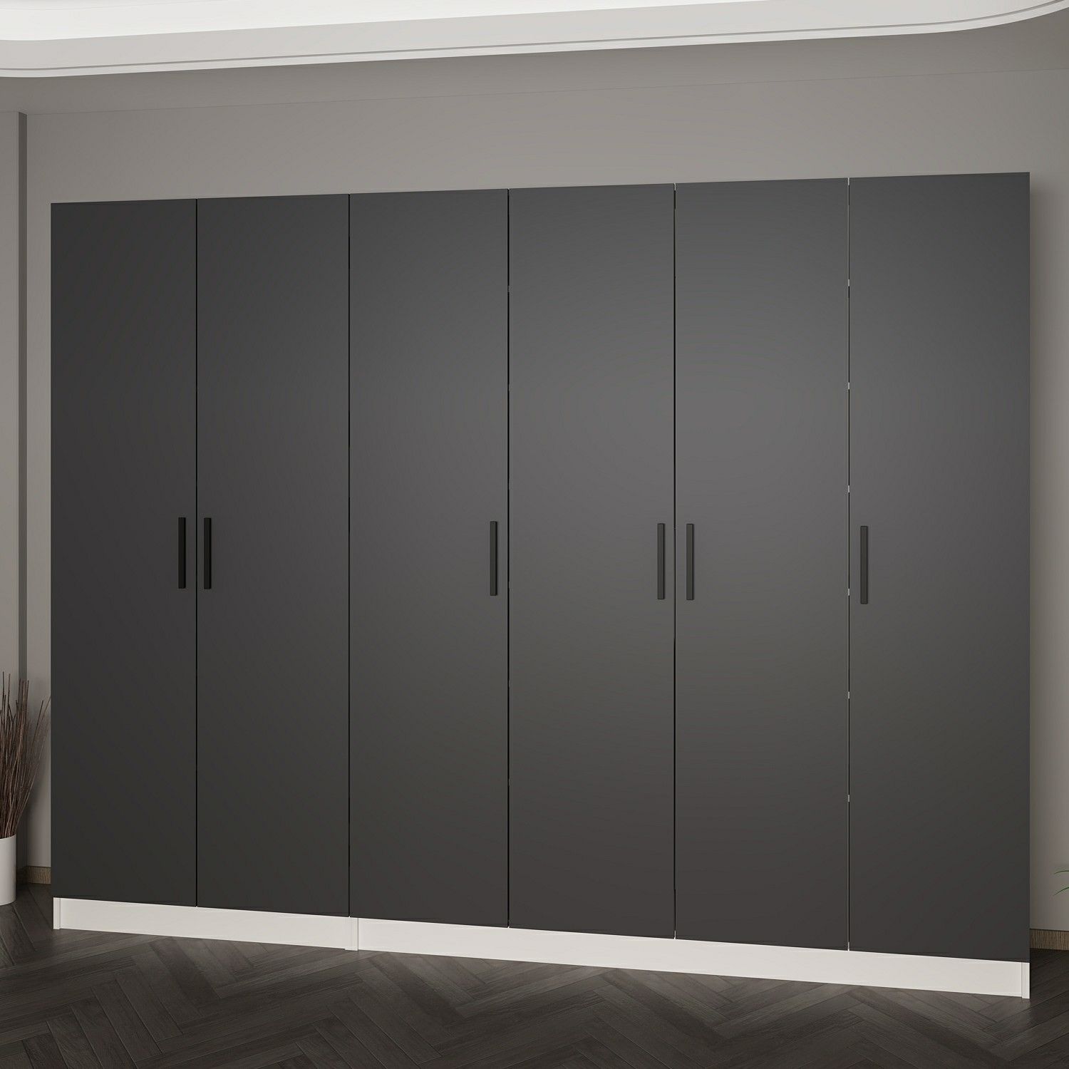 Minar Kale 210 Cm 6 Kapaklı 4B Raf Portmanto Beyaz Antrasit