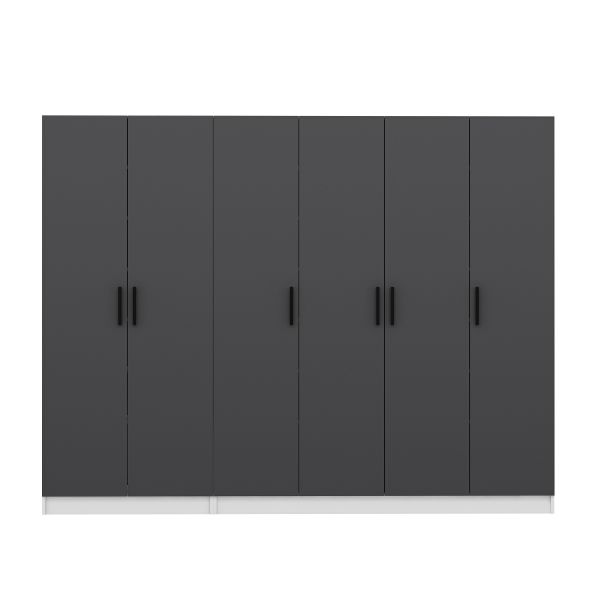 Minar Kale 210 Cm 6 Kapaklı 4B Raf Portmanto Beyaz Antrasit