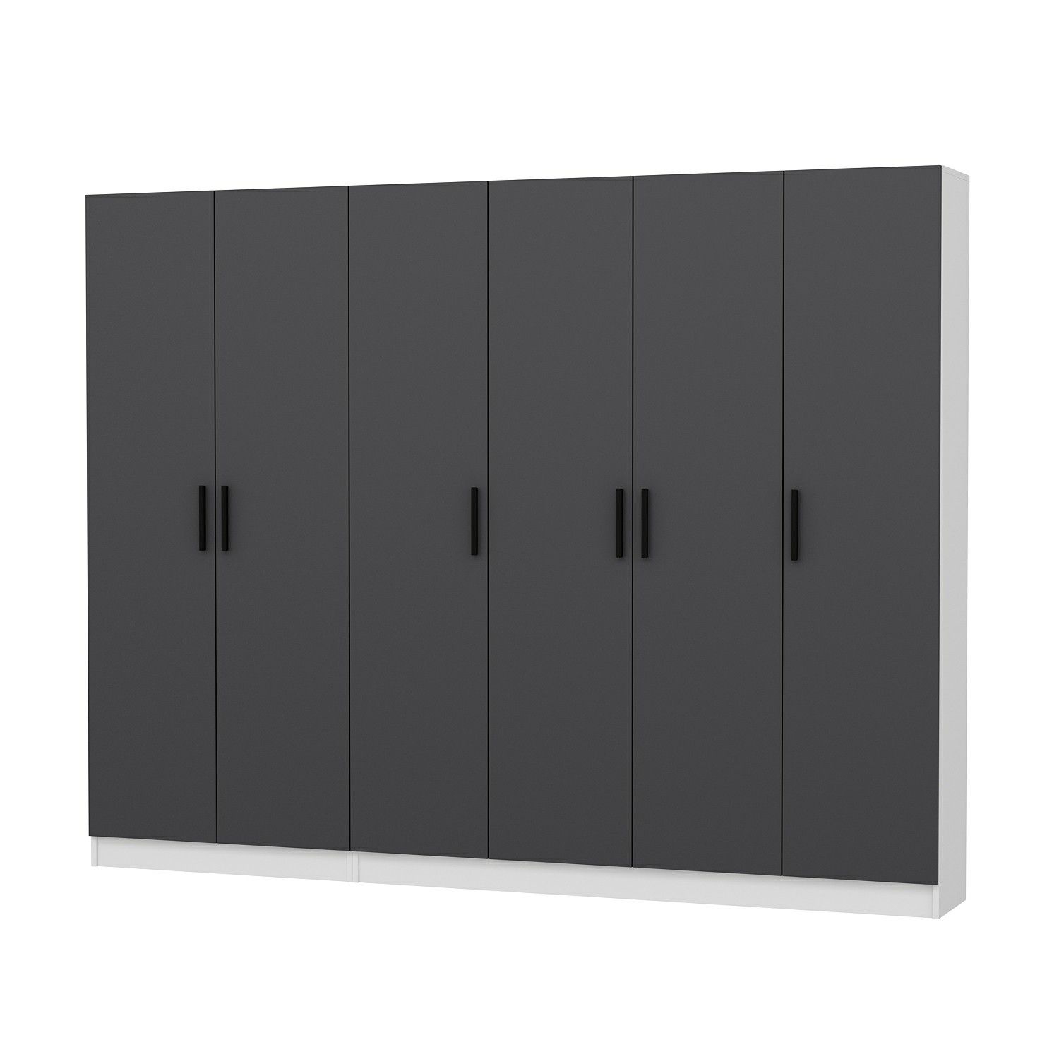 Minar Kale 210 Cm 6 Kapaklı 4B Raf Portmanto Beyaz Antrasit