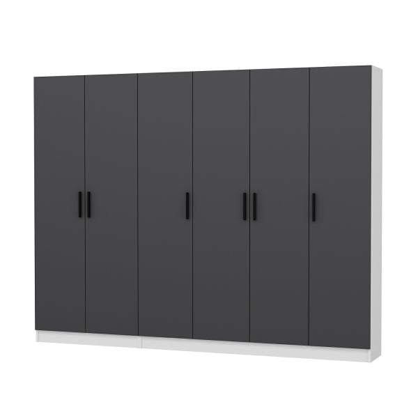 Minar Kale 210 Cm 6 Kapaklı 4B Raf Portmanto Beyaz Antrasit