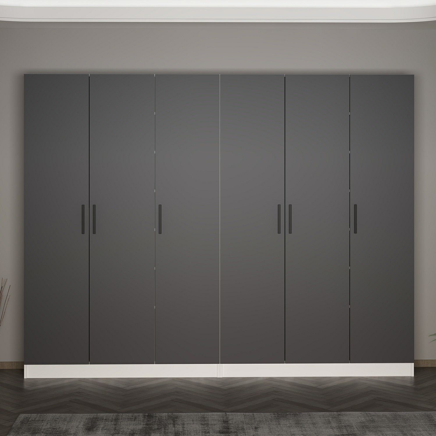 Minar Kale 210 Cm 6 Kapaklı 2B Raf Portmanto Beyaz Antrasit