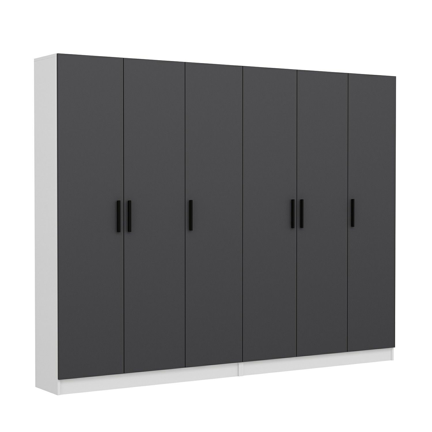 Minar Kale 210 Cm 6 Kapaklı 2B Raf Portmanto Beyaz Antrasit