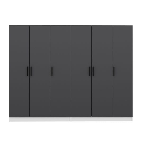 Minar Kale 210 Cm 6 Kapaklı 2B Raf Portmanto Beyaz Antrasit