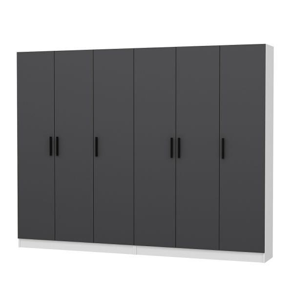 Minar Kale 210 Cm 6 Kapaklı 2B Raf Portmanto Beyaz Antrasit