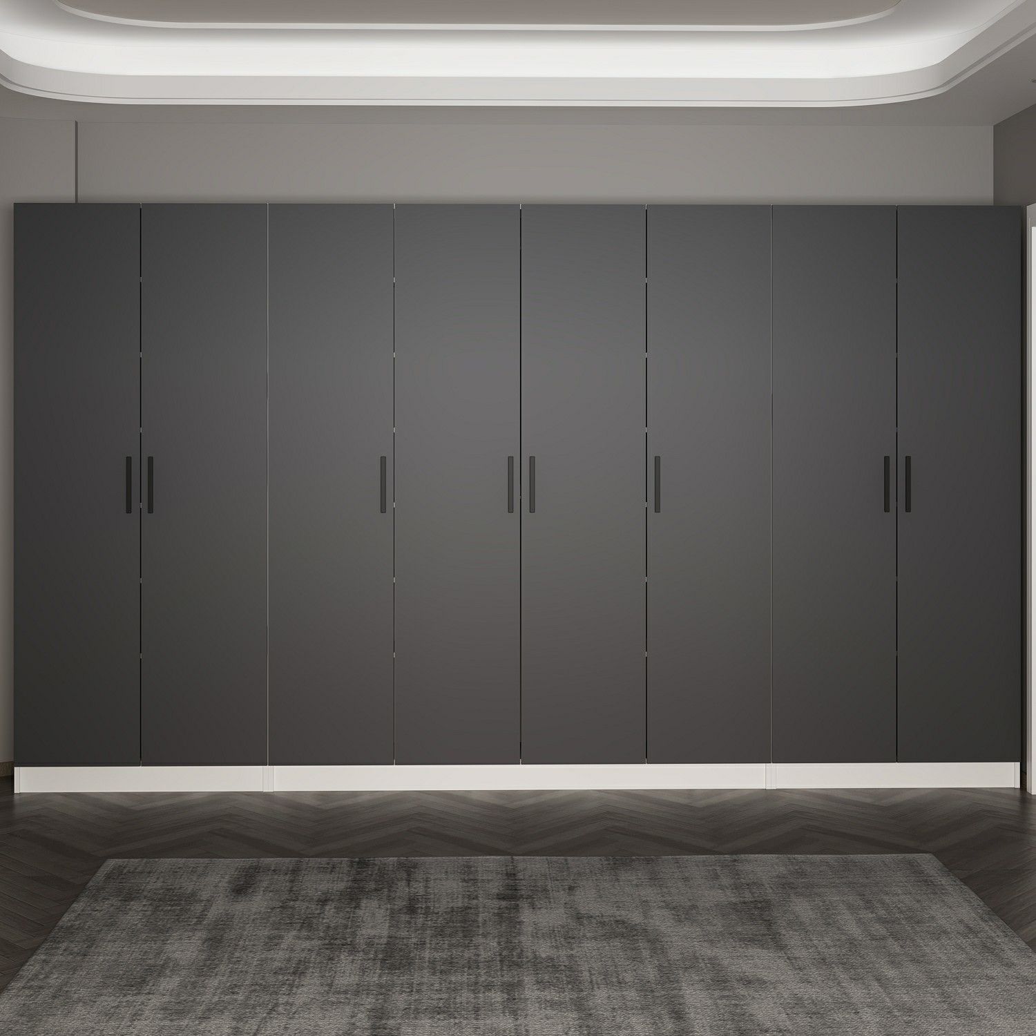 Minar Kale 210 Cm 8 Kapaklı 6B Raf Portmanto Beyaz Antrasit