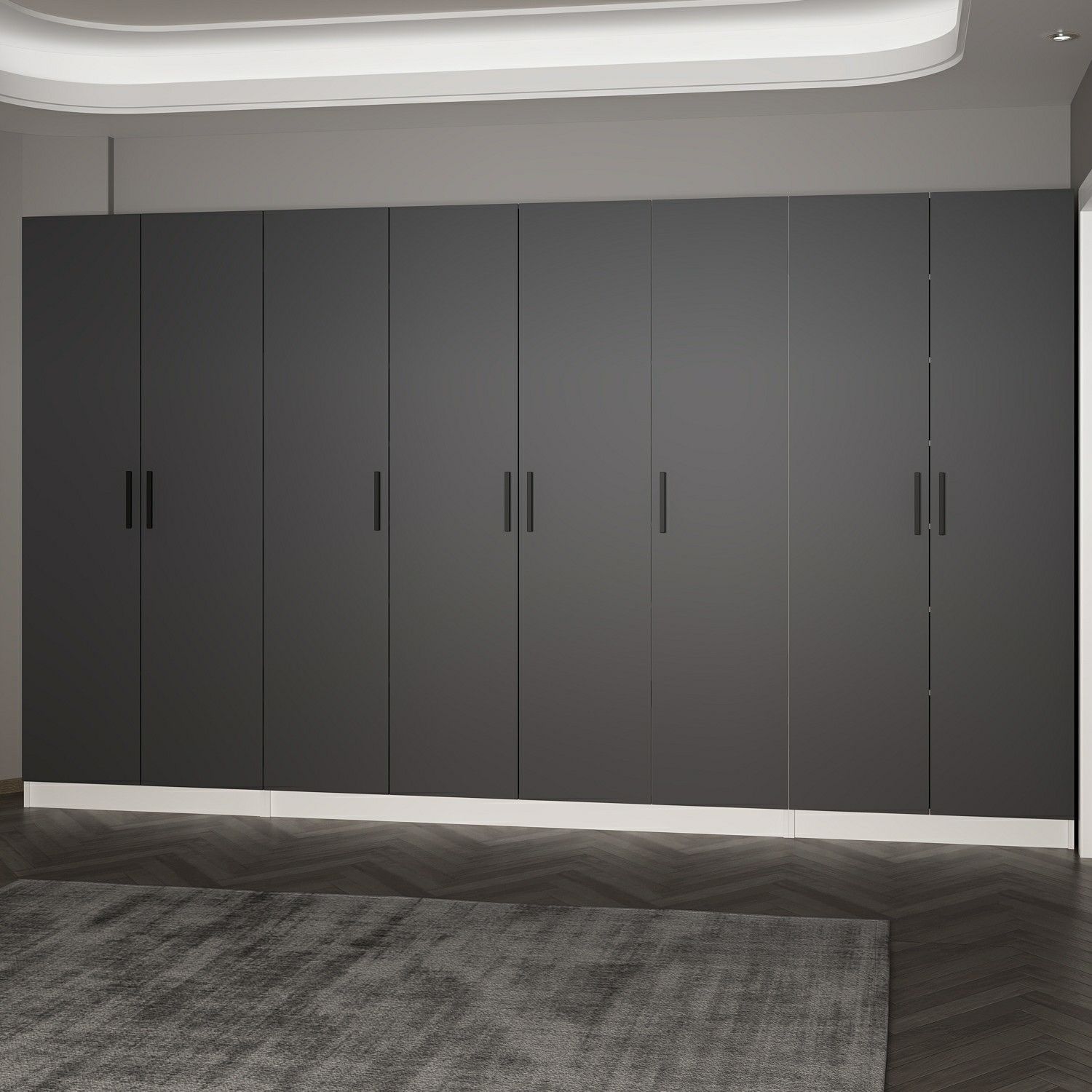 Minar Kale 210 Cm 8 Kapaklı 6B Raf Portmanto Beyaz Antrasit