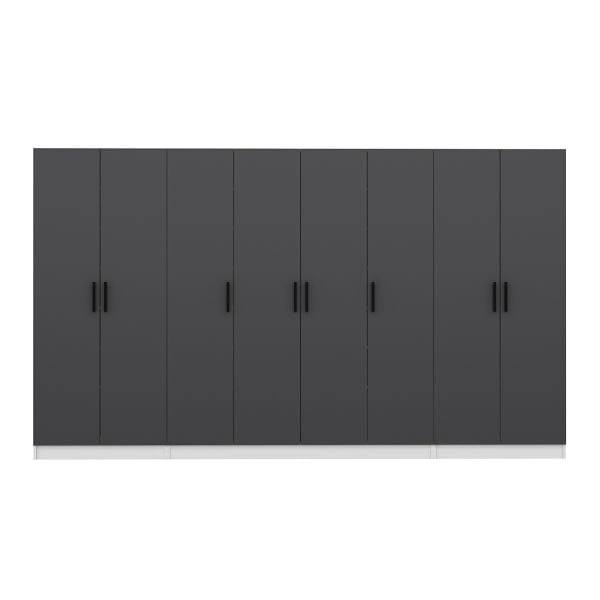 Minar Kale 210 Cm 8 Kapaklı 6B Raf Portmanto Beyaz Antrasit