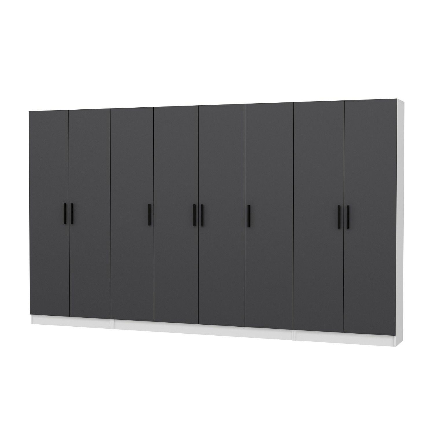 Minar Kale 210 Cm 8 Kapaklı 6B Raf Portmanto Beyaz Antrasit