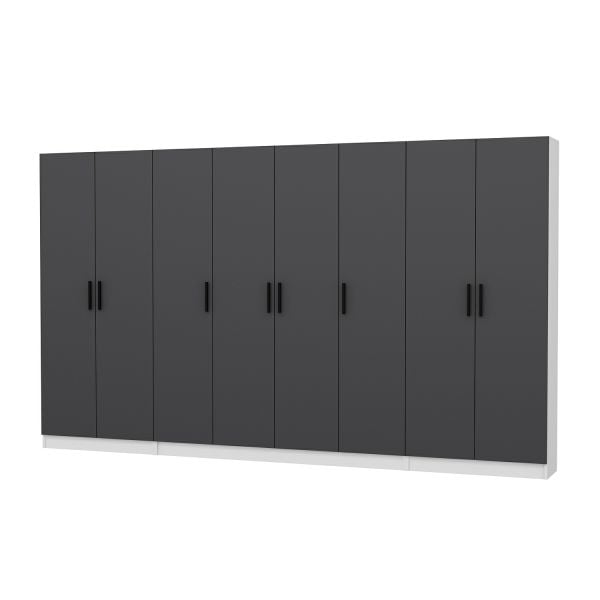 Minar Kale 210 Cm 8 Kapaklı 6B Raf Portmanto Beyaz Antrasit