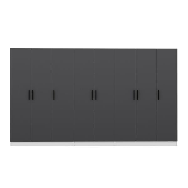 Minar Kale 210 Cm 8 Kapaklı 4B Raf Portmanto Beyaz Antrasit